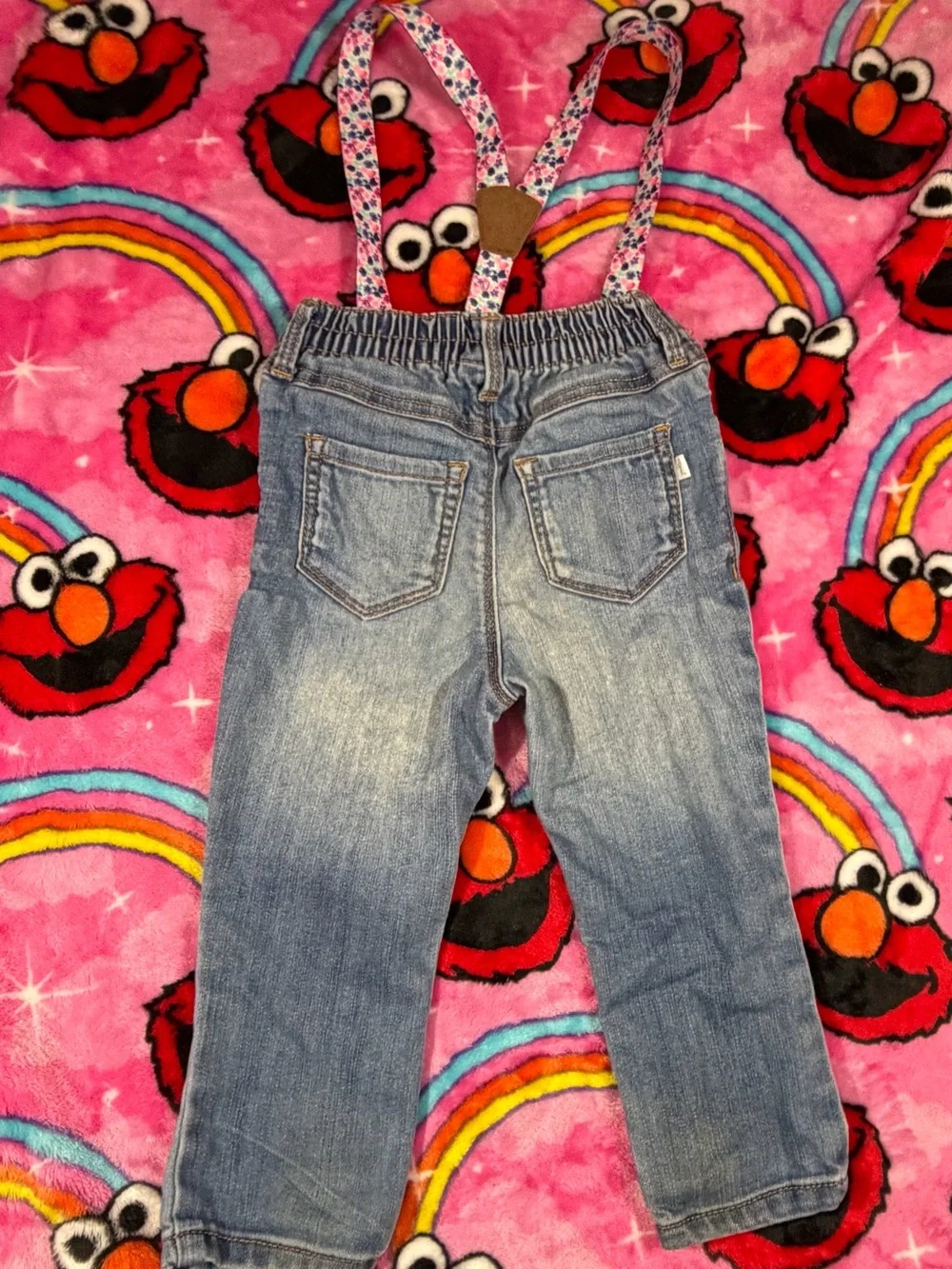 OshKosh B'gosh 24M Patchwork Denim Overalls with Floral Suspenders